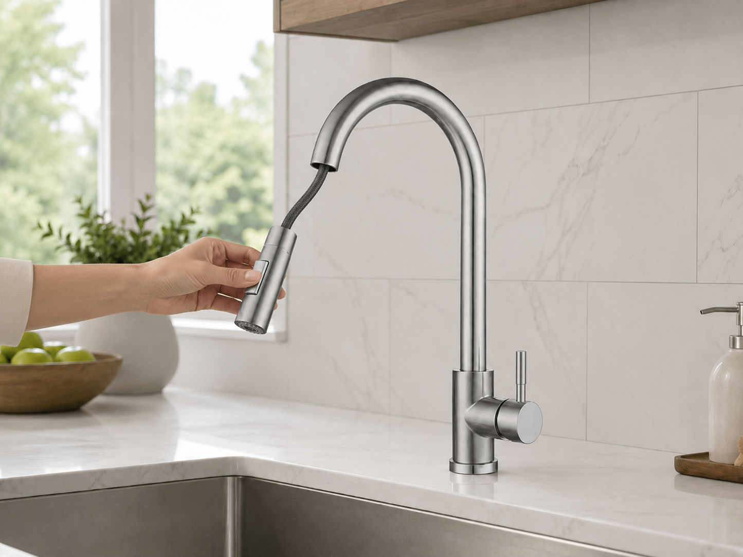 Robinet extractible avec installation comprise